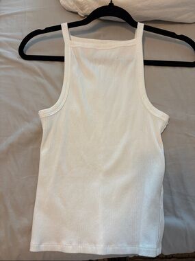 Women’s White Ribbed High-Neck Tank Top FREE PEOPLE